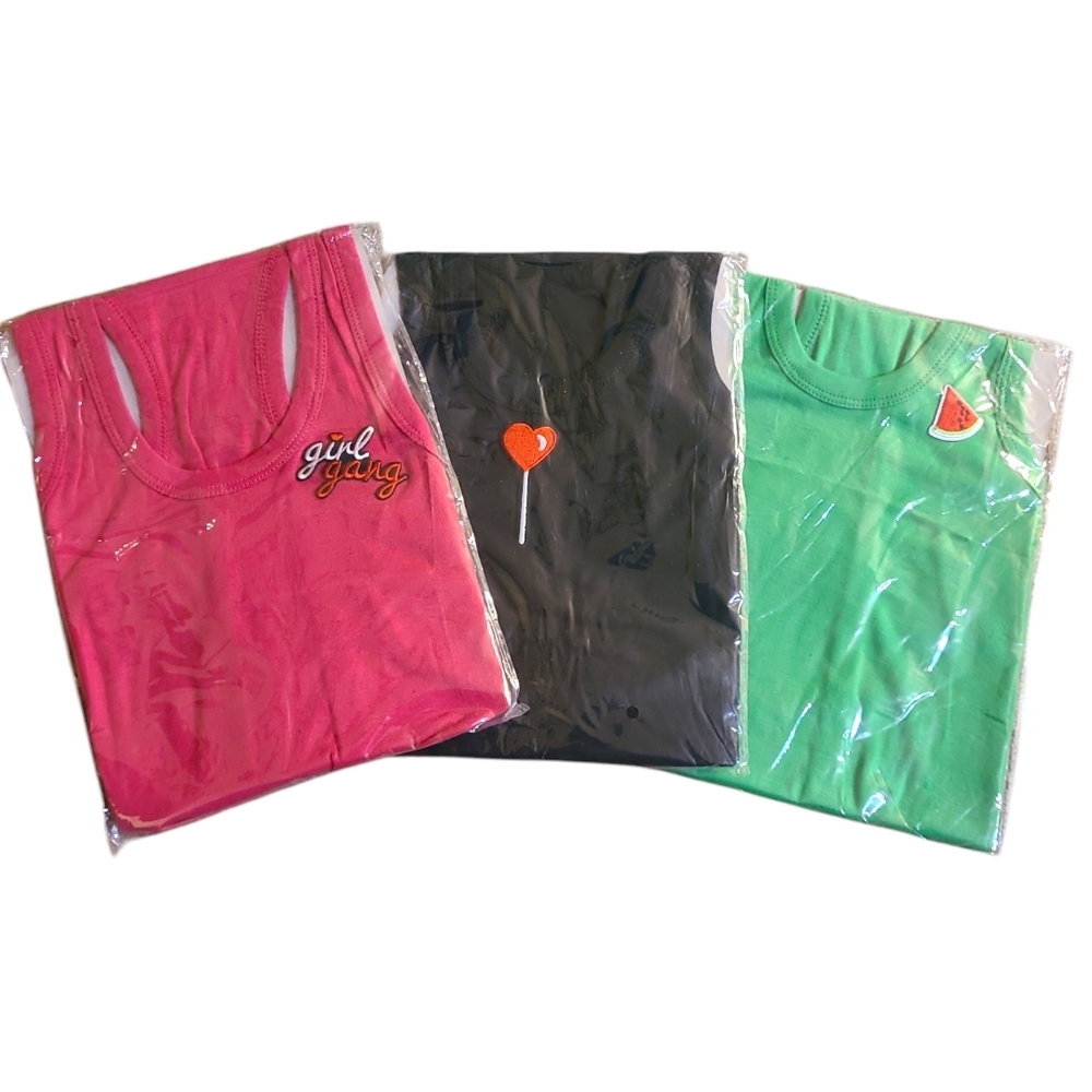 Kids Tank Tops - Pink, Black, and Green Set